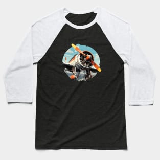 Biplane resting on an airfield Baseball T-Shirt